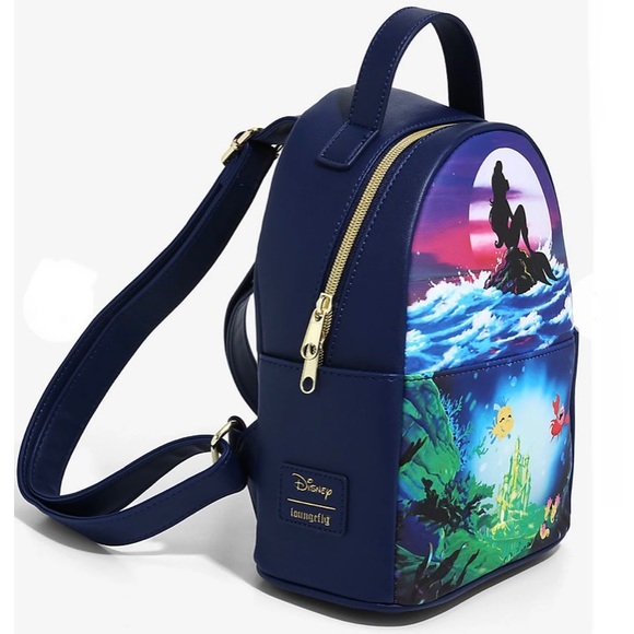 LOUNGEFLY DISNEY THE LITTLE MERMAID Ariel Silhouette MINI BACKPACK & TECH WALLET - Picture 3 of 10